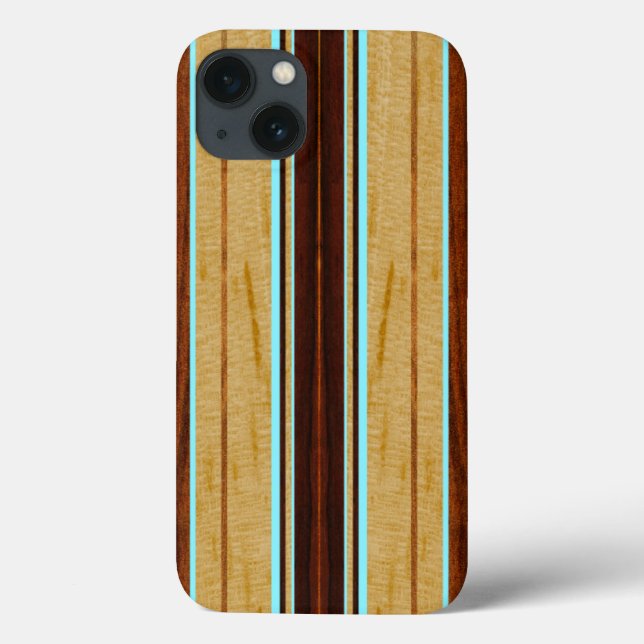 Nalu Hou Faux Koa Wood Surfboard iPad Air Cases (Back)