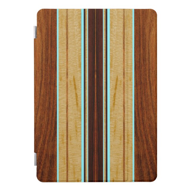 Nalu Hou Faux Koa Wood Surfboard iPad Smart Cover (Front)