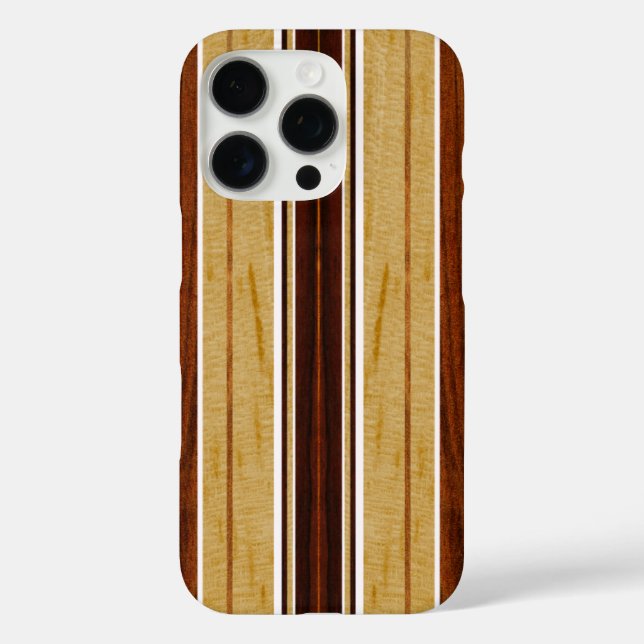 Nalu Hou Faux Koa Wood Surfboard White Case-Mate iPhone Case (Back)