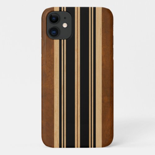 Nalu Lua Faux Koa Wood Surfboard Black iPhone 11 Case