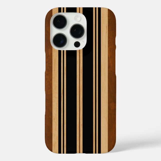 Nalu Lua Faux Koa Wood Surfboard Black Case-Mate iPhone Case (Back)