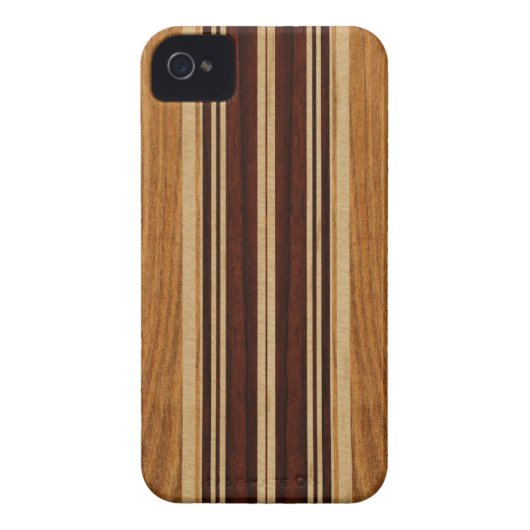 Nalu Lua Faux Koa Wood Surfboard iPhone 4 Cases (Back)