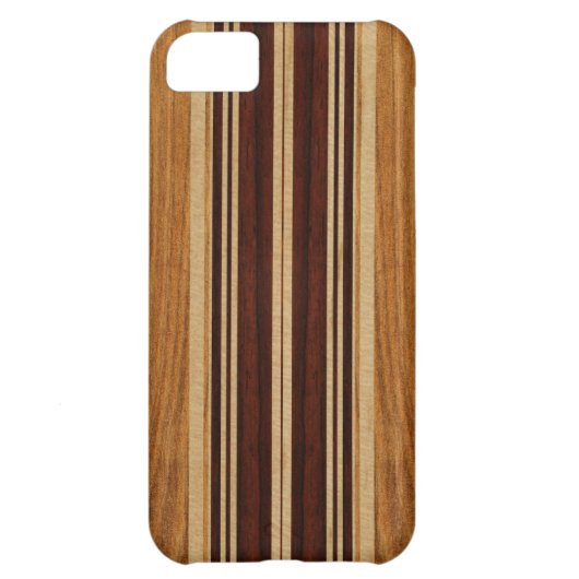 Nalu Lua Faux Koa Wood Surfboard iPhone 5 Cases (Back)