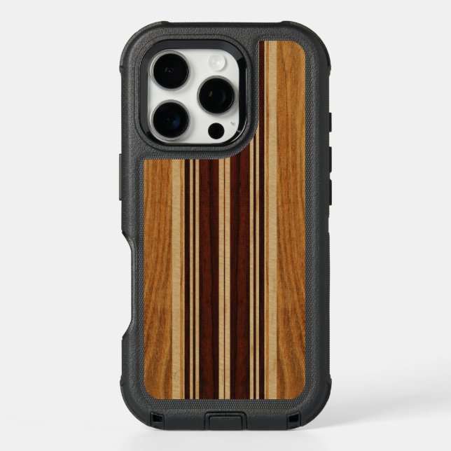 Nalu Lua Faux Koa Wood Surfboard Otterbox iPhone Case (Back)