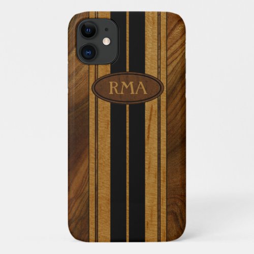 Nalu Mua Faux Koa Wood Monogram Surfboard iPhone 11 Case