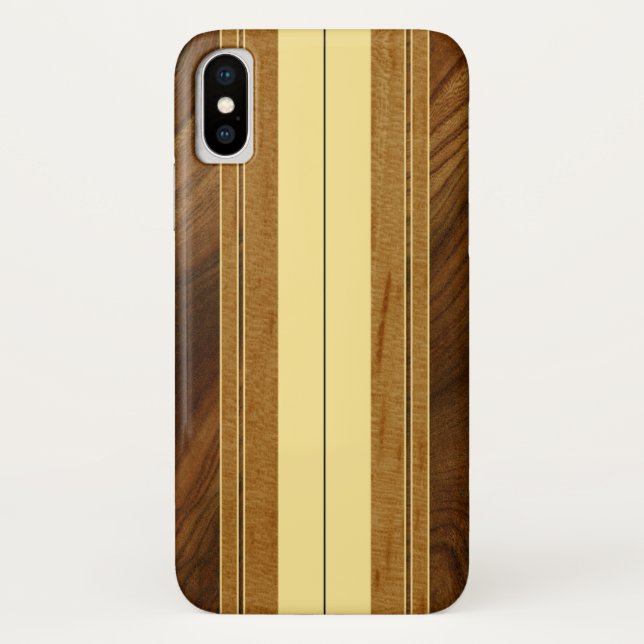 Nalu Mua Faux Koa Wood Surfboard Case-Mate iPhone Case (Back)