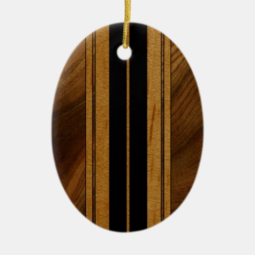 Nalu Mua Faux Koa Wood Surfboard Ceramic Ornament