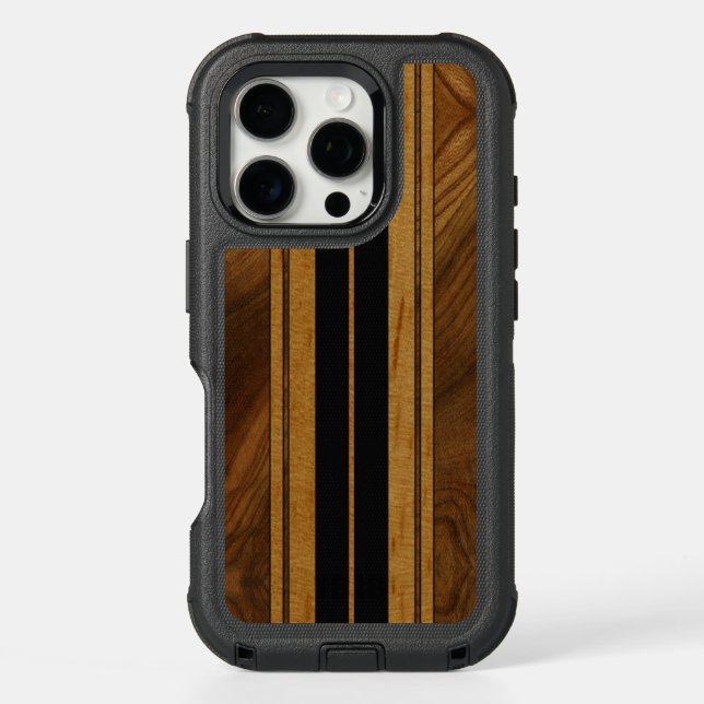 Nalu Mua Faux Koa Wood Surfboard Otterbox iPhone Case (Back)