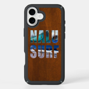 Nalu-Surf Hawaiian Wave Faux Koa Wood iPhone 16 Plus Case