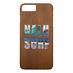 Nalu-Surf Hawaiian Wave Faux Koa Wood Surfboard iPhone 8 Plus/7 Plus Case