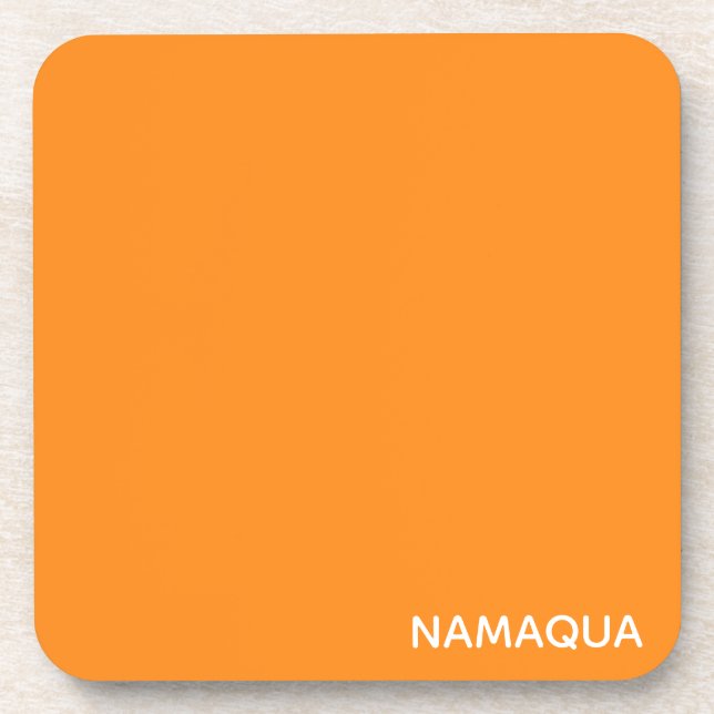 Namaqua orange colour name beverage coaster (Front)