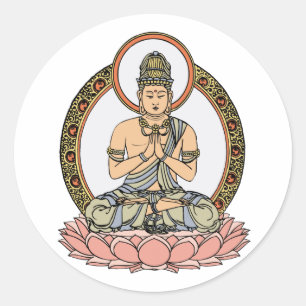 Namaskara Mudra Buddha Classic Round Sticker