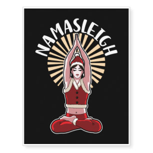 Namasleigh Funny Lady Santa Yoga Meditate Xmas Temporary Tattoos