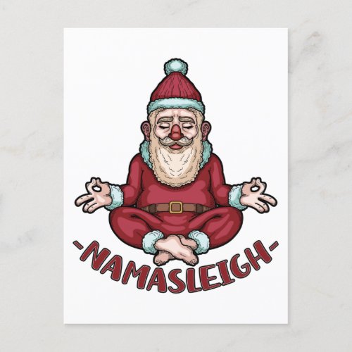 Namasleigh Funny Santa Claus Yoga Meditate Xmas Postcard