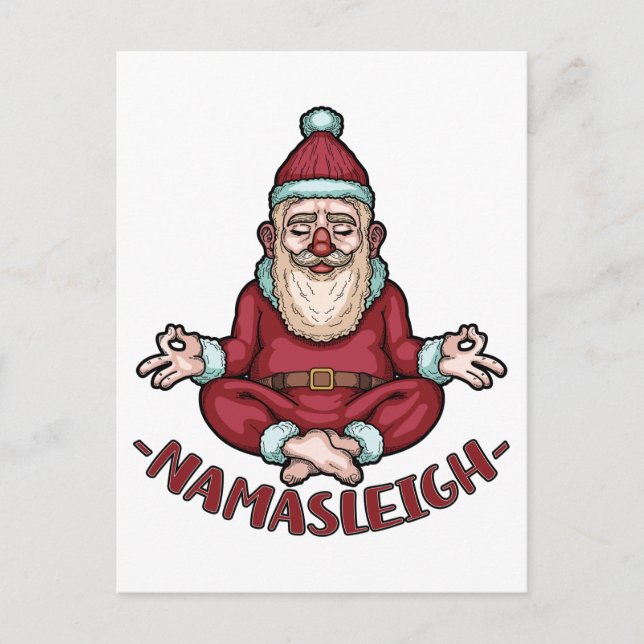 Namasleigh Funny Santa Claus Yoga Meditate Xmas Postcard (Front)