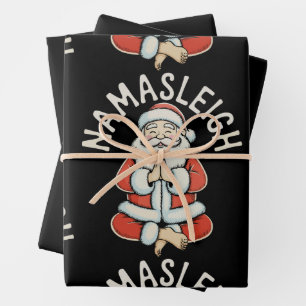 Namasleigh Santa Sleigh Namaste Yoga Meditation Wrapping Paper Sheets