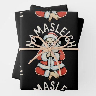 Namasleigh Santa Sleigh Namaste Yoga Meditation Wrapping Paper Sheets