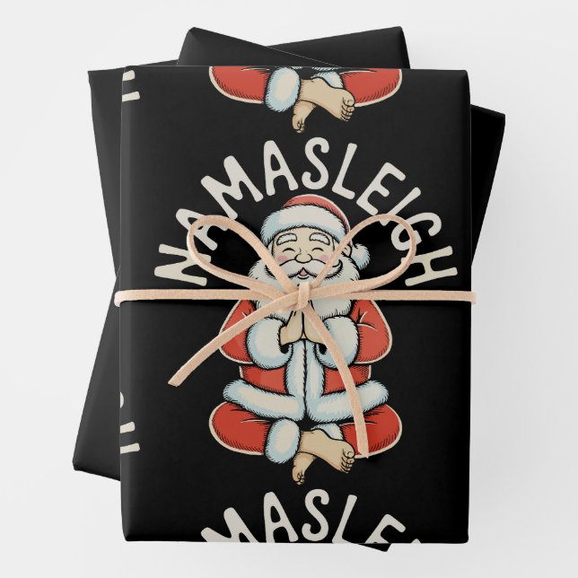 Namasleigh Santa Sleigh Namaste Yoga Meditation Wrapping Paper Sheets (In situ)