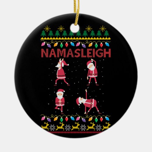 Namasleigh Santas Yoga Positions Yoga Lover Xmas Ceramic Ornament