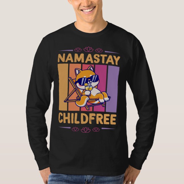 Namastay Childfree Nomaste Yoga Lotus Flower Beach T-Shirt (Front)