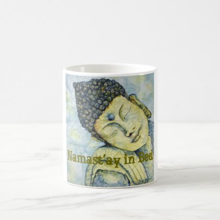 Namast'ay In Bed Buddha Watercolor Art Coffee Mug