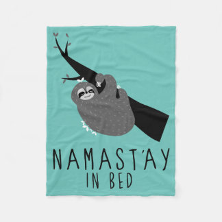 namast'ay in bed sloth fleece blanket