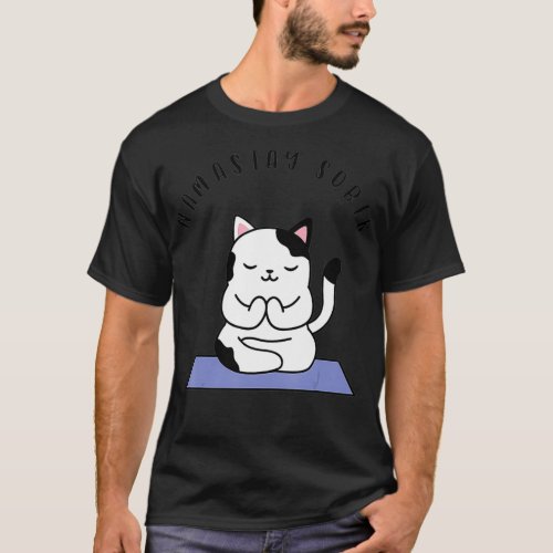 Namastay Sober Cute Cat Yoga NA AA T  Men Women T_Shirt