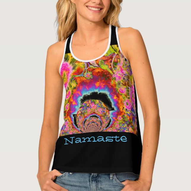 namaste -abstract surreal sunflower fields mandala tank top (Front)