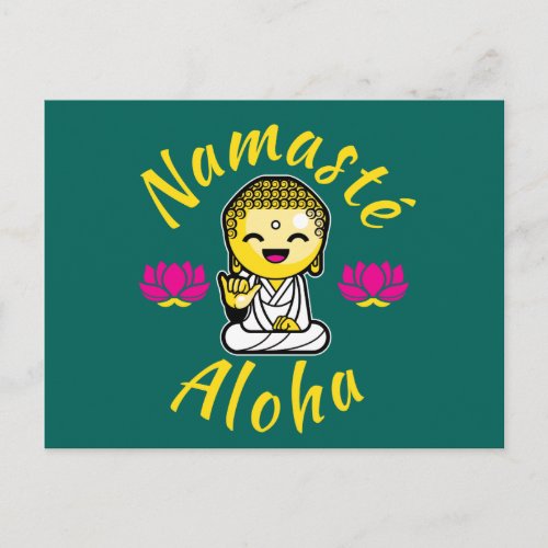 Namaste Aloha hand sign Buddha Humour Postcard