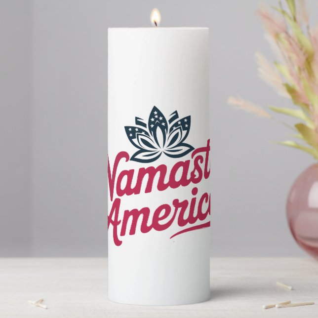 Namaste America Patriotic Pillar Candle (In Situ)
