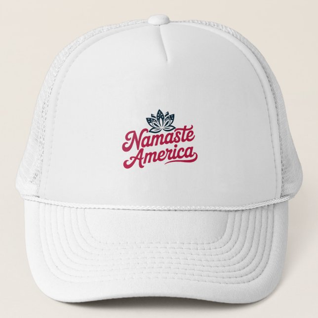 Namaste America Yoga Patriotic Trucker Hat (Front)