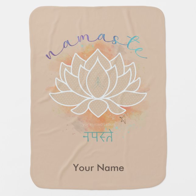 Namaste and Lotus Design  Baby Blanket (Front)