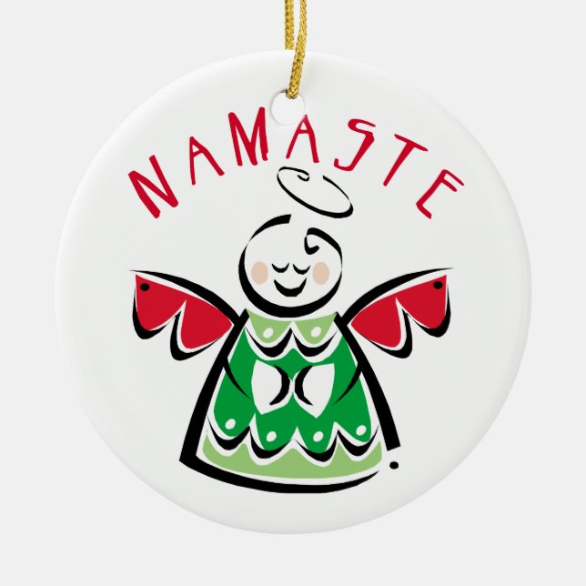 Namaste Angel Ceramic Ornament (Front)