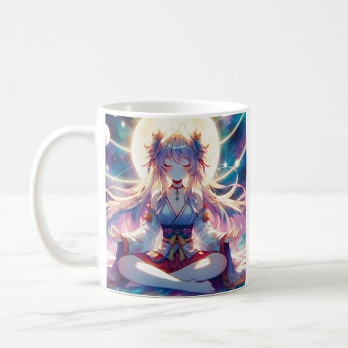 Namaste Anime Girl Meditating Coffee Mug