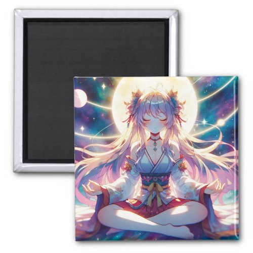 Namaste Anime Girl Meditating Magnet