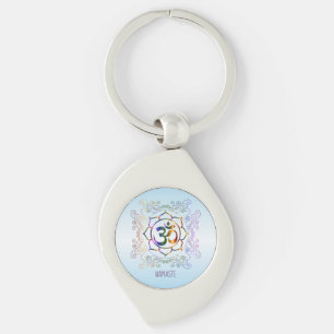 Namaste Aum (Om) Lotus Prismatic Ornamental Keycha Keychain