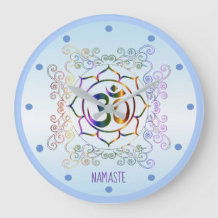 Namaste Aum (Om) Lotus Prismatic Ornamental Large Clock