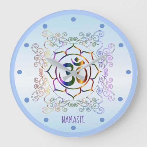 Namaste Aum Om Lotus Prismatic Ornamental Large Clock