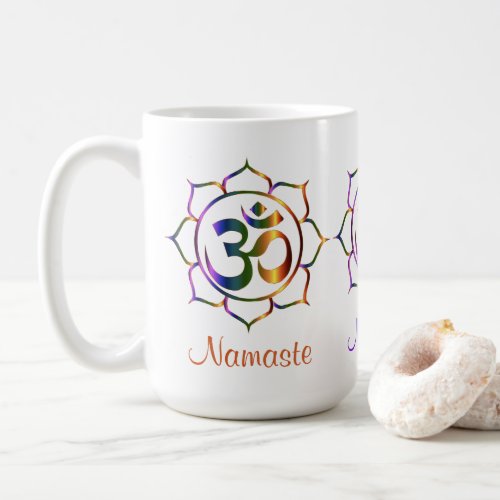 Namaste Aum Om  Lotus Prismatic Rainbow Coffee Mug