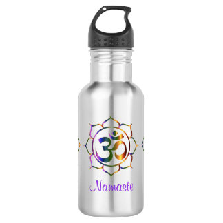 Namaste Aum Om & Lotus Prismatic Rainbow  Stainless Steel Water Bottle