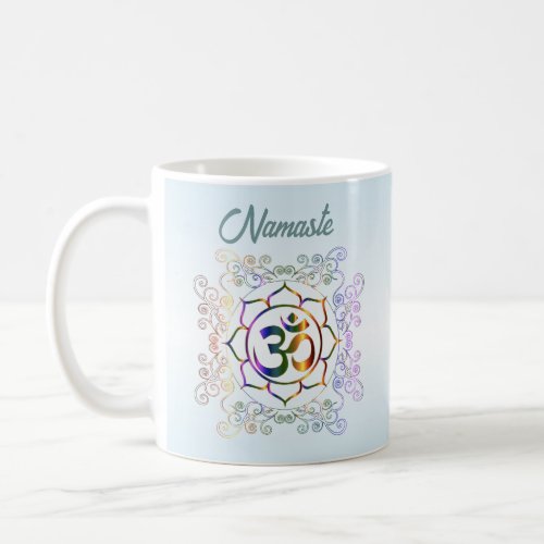 Namaste Aum Om Lotus Prismatic Spiritual Design Coffee Mug