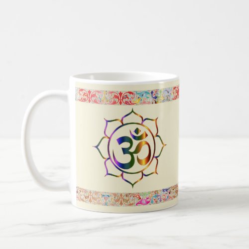 Namaste Aum Om Lotus with Rainbow Vintage Border C Coffee Mug