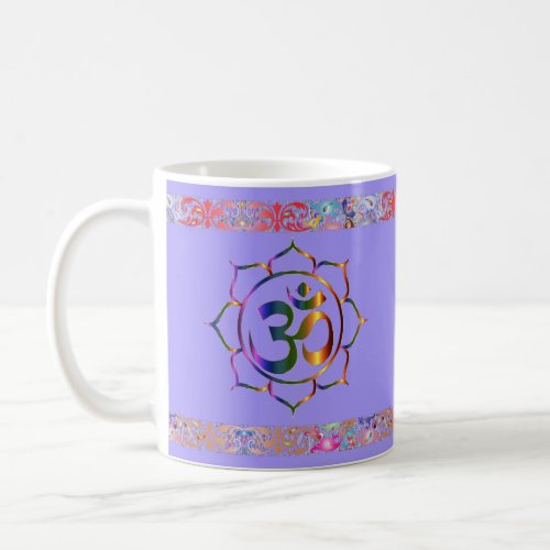 Namaste Aum Om Lotus with Rainbow Vintage Border Coffee Mug