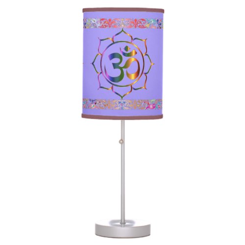 Namaste Aum Om Lotus with Rainbow Vintage Borders Table Lamp