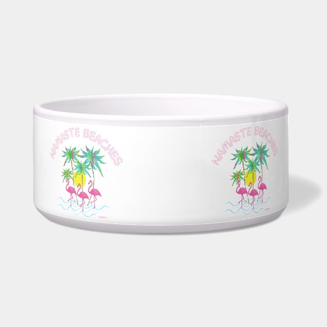 Namaste Beaches Yoga Tropic Cute Doggie Graphic Bowl (Right)
