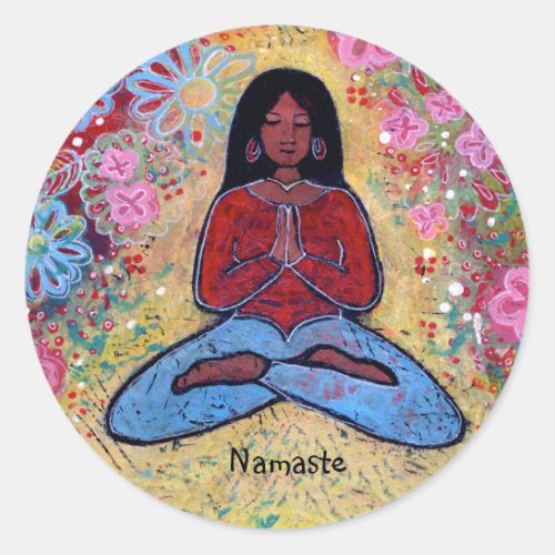 Namaste Black Haired Yoga Girl Sticker