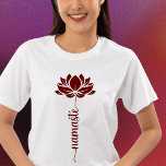 Namaste Black Lotus Flower Modern Script T-Shirt<br><div class="desc">Namaste Lotus Flower Modern Script Sports Fitness Yoga Women's T-Shirts features a lotus flower with the text "namaste" in modern hand lettered calligraphy script. Perfect gift for friends and family for birthday,  Christmas,  Mother's Day,  best friends,  yoga lovers,  fitness and sports. Designed by © Evco Studio www.zazzle.com/store/evcostudio</div>