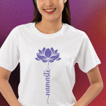 Namaste Black Lotus Flower Modern Script T-Shirt<br><div class="desc">Namaste Lotus Flower Modern Script Sports Fitness Yoga Women's T-Shirts features a lotus flower with the text "namaste" in modern hand lettered calligraphy script. Perfect gift for friends and family for birthday,  Christmas,  Mother's Day,  best friends,  yoga lovers,  fitness and sports. Designed by © Evco Studio www.zazzle.com/store/evcostudio</div>