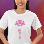 Namaste Black Lotus Flower Modern Script T-Shirt<br><div class="desc">Namaste Black Lotus Flower Modern Script Sports Fitness Yoga Women's T-Shirts features a black lotus flower with the text "namaste" in modern hand lettered calligraphy script. Perfect gift for friends and family for birthday,  Christmas,  Mother's Day,  best friends,  yoga lovers,  fitness and sports. Designed by © Evco Studio www.zazzle.com/store/evcostudio</div>