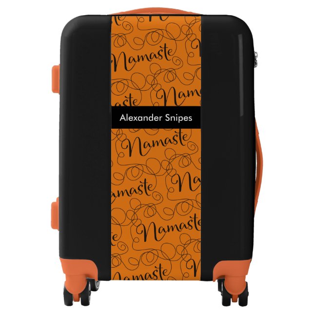 NAMASTE black seamless pattern with LINES Luggage (Front)